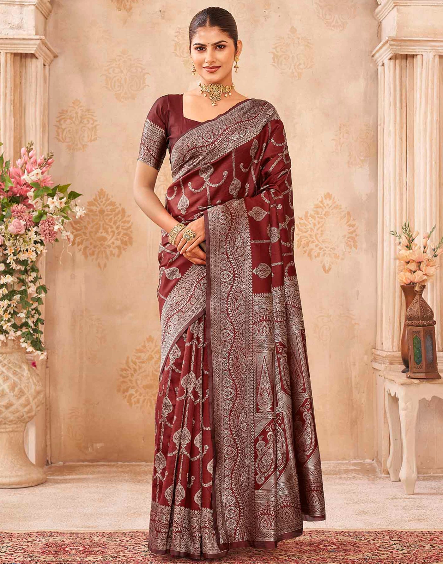 Red Silk Woven Banarasi Saree