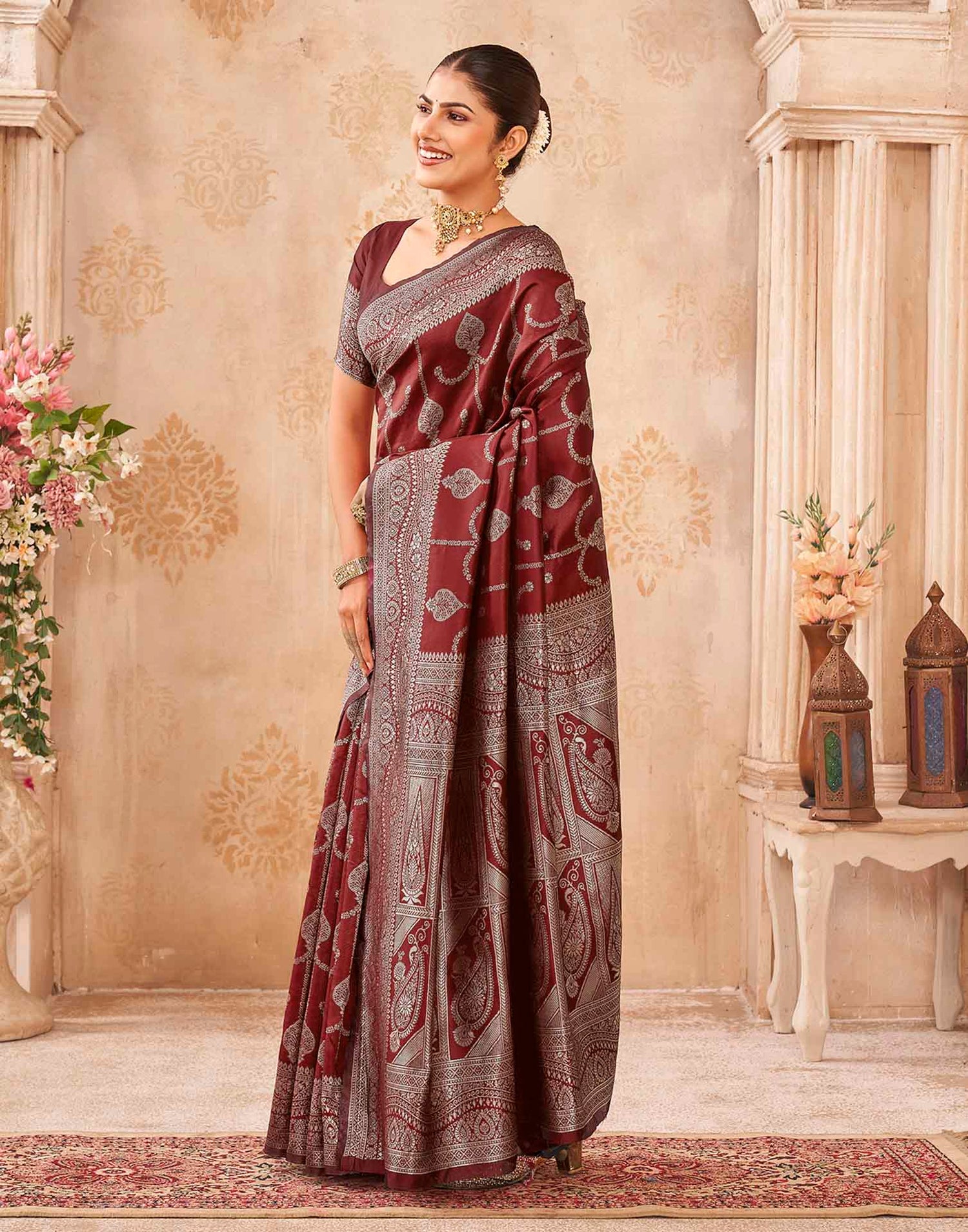 Red Silk Woven Banarasi Saree
