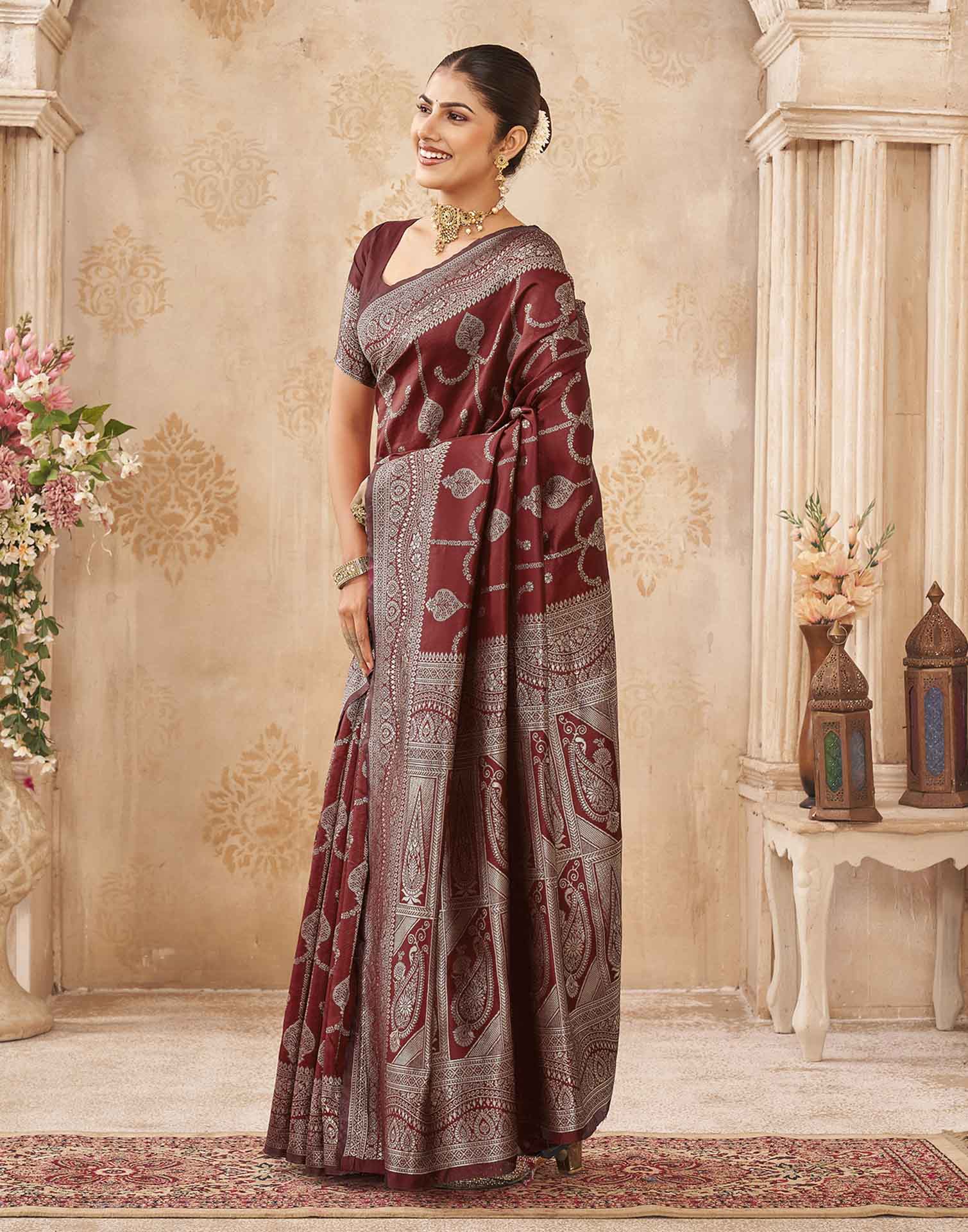 Red Silk Woven Banarasi Saree