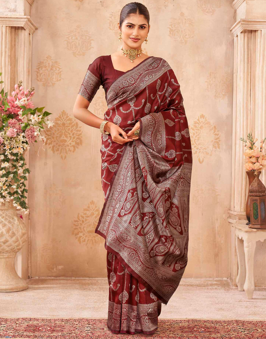 Red Silk Woven Banarasi Saree