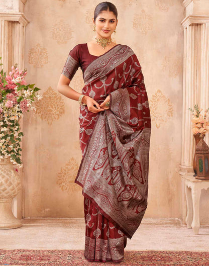 Red Silk Woven Banarasi Saree