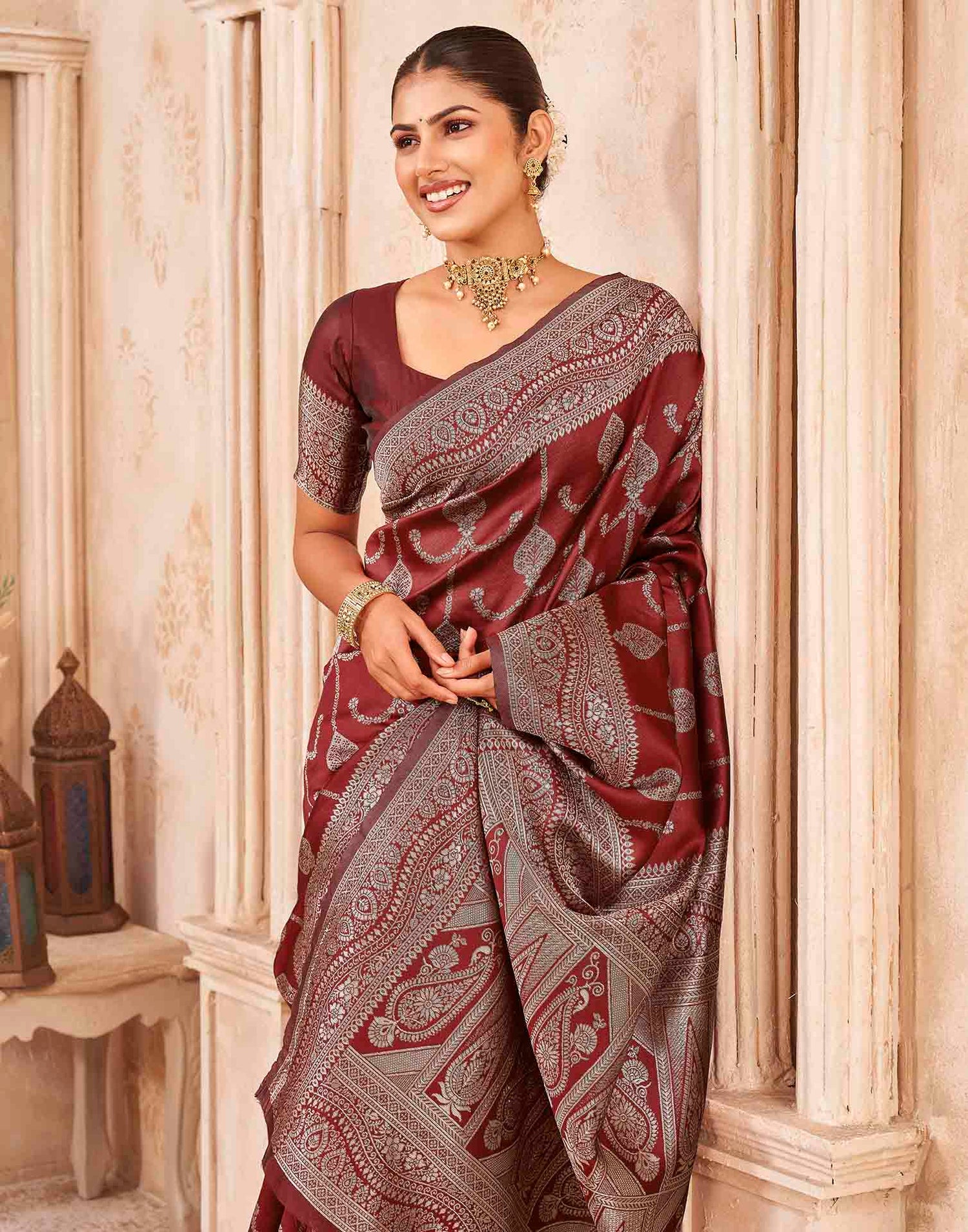 Red Silk Woven Banarasi Saree