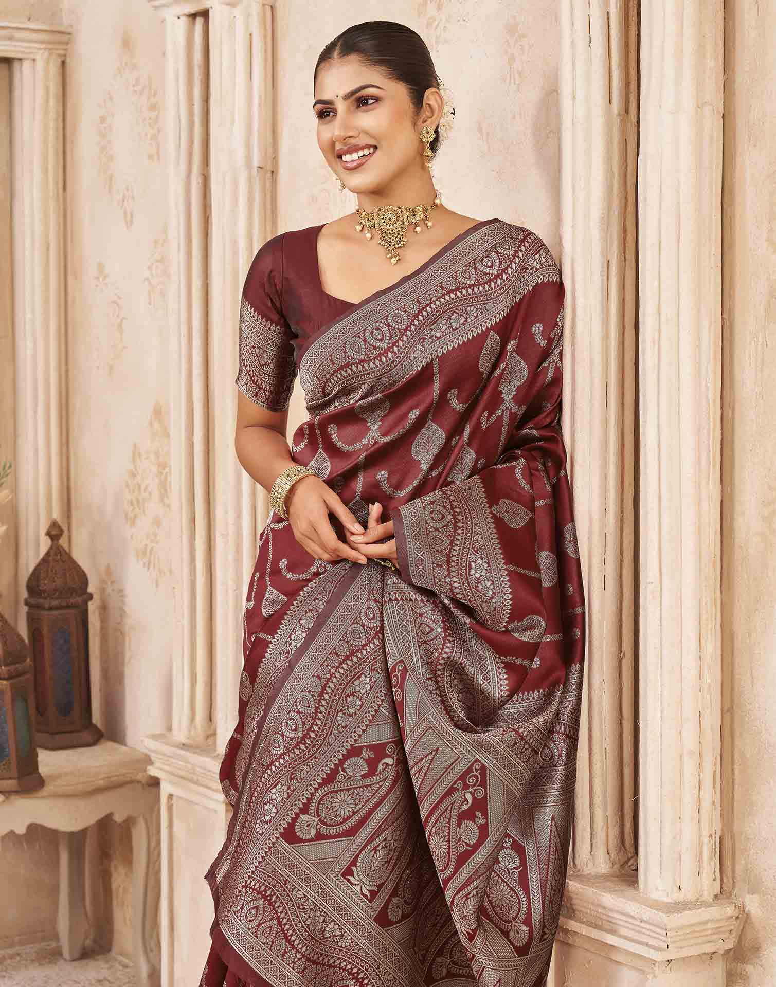 Red Silk Woven Banarasi Saree