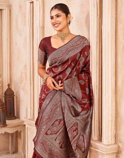 Red Silk Woven Banarasi Saree
