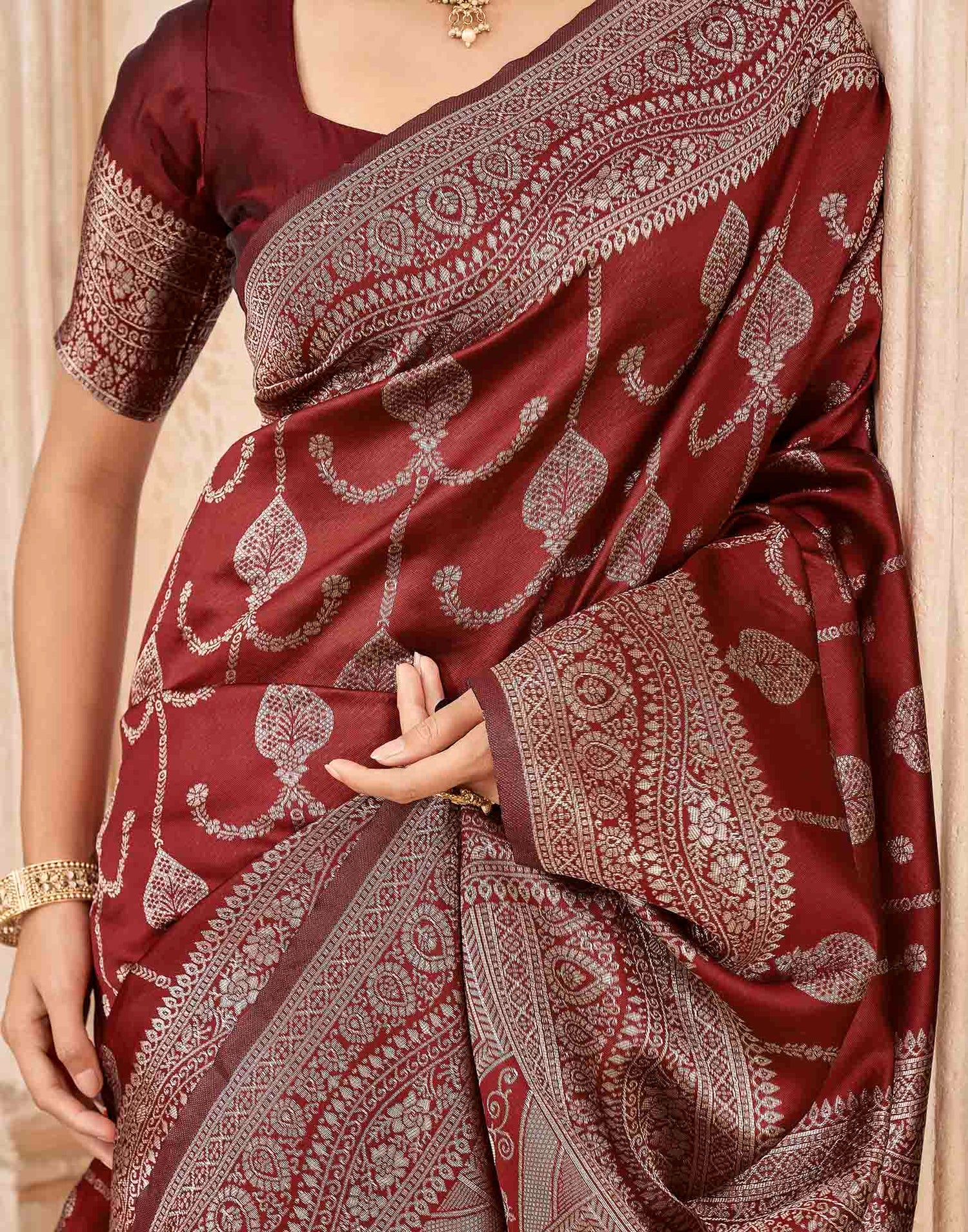 Red Silk Woven Banarasi Saree