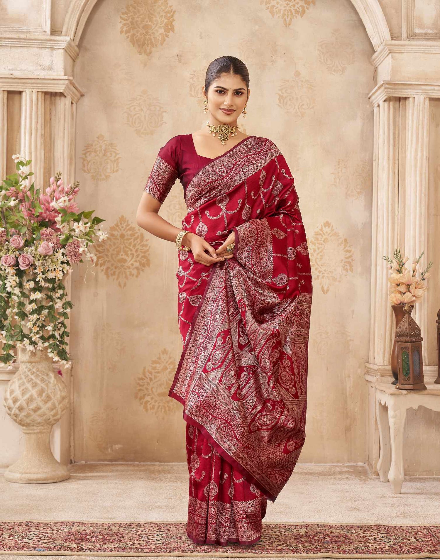 Red Silk Woven Banarasi Saree