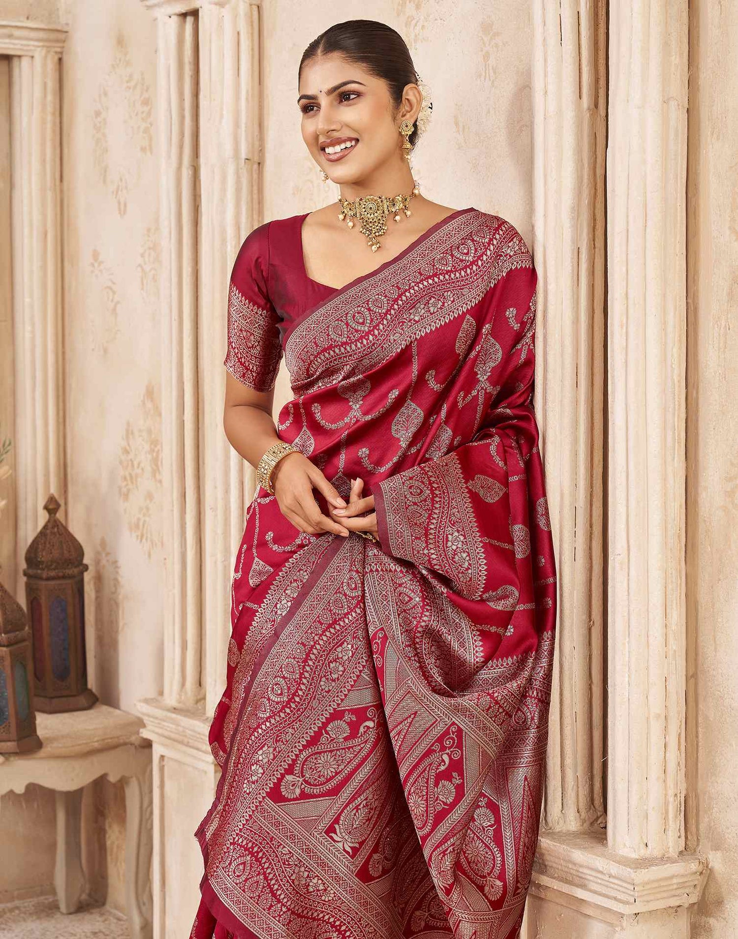 Red Silk Woven Banarasi Saree