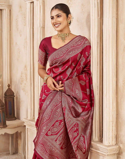 Red Silk Woven Banarasi Saree