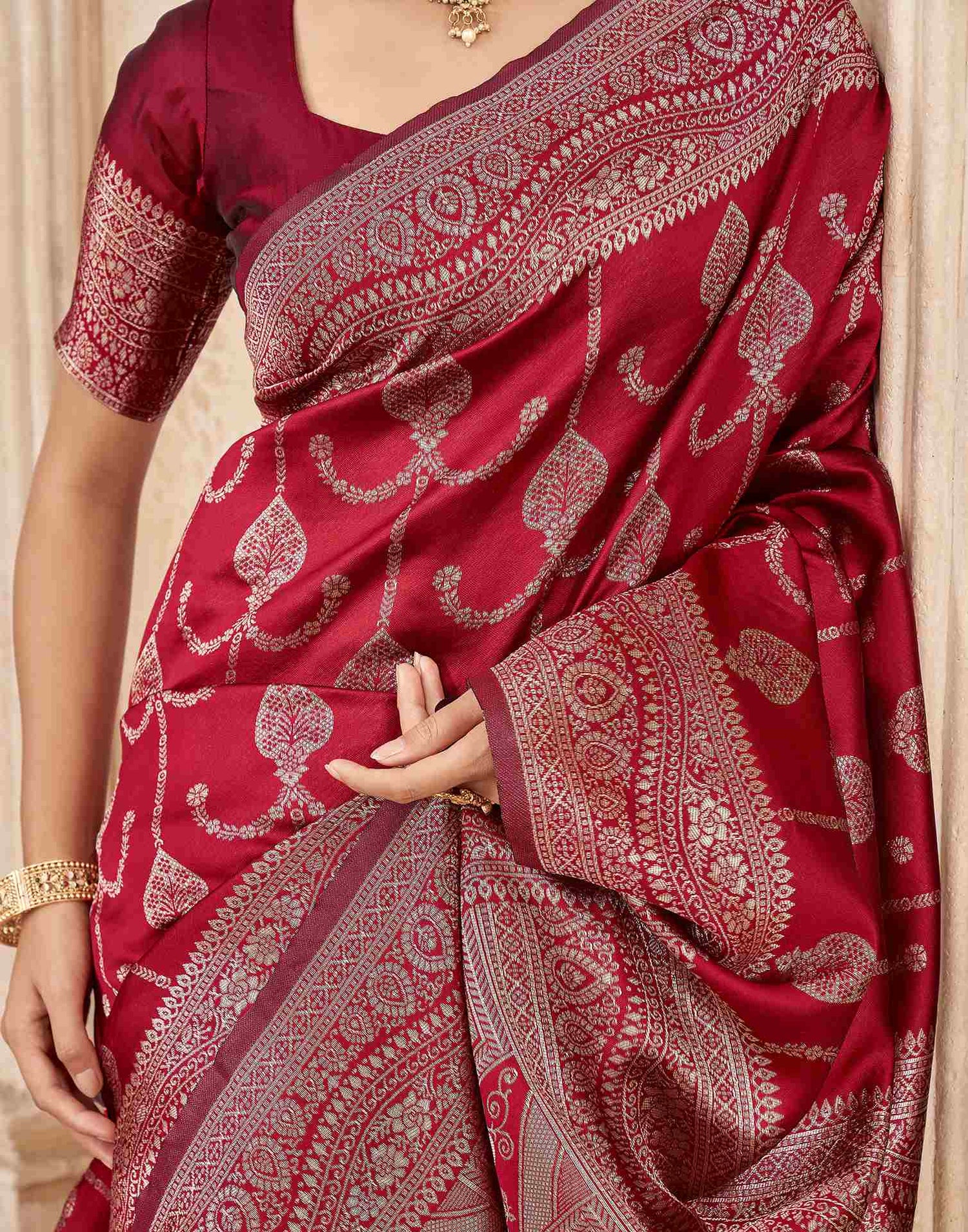 Red Silk Woven Banarasi Saree
