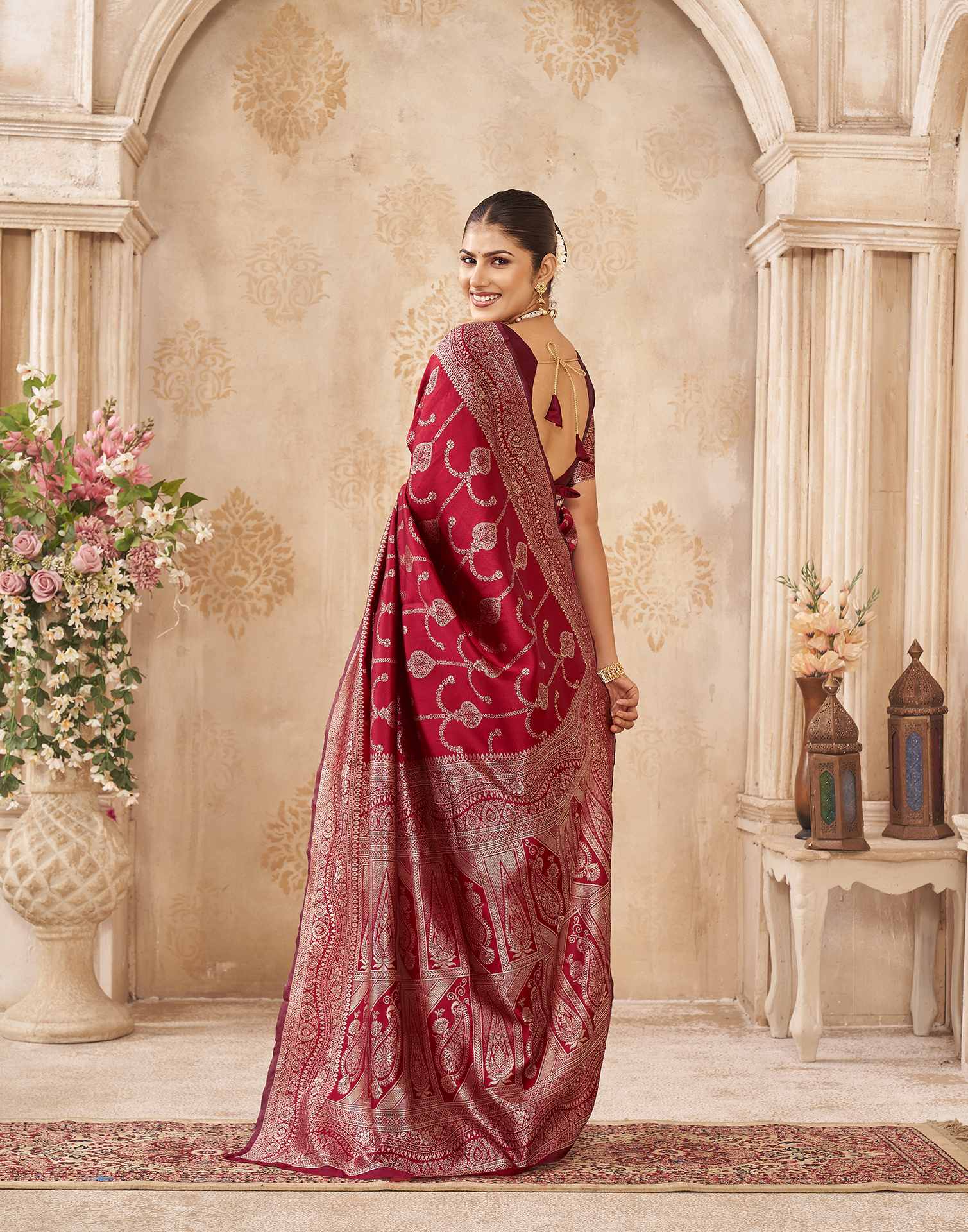 Red Silk Woven Banarasi Saree