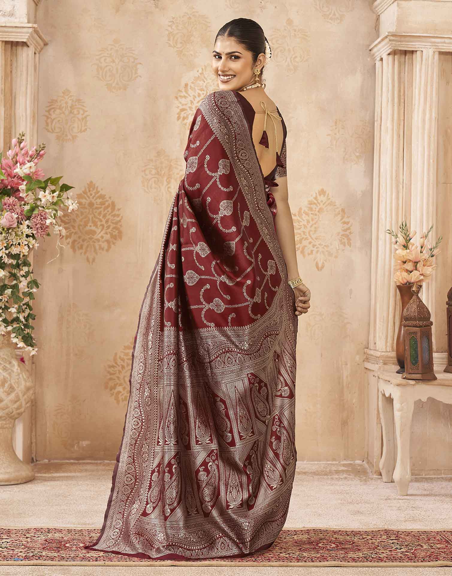 Red Silk Woven Banarasi Saree
