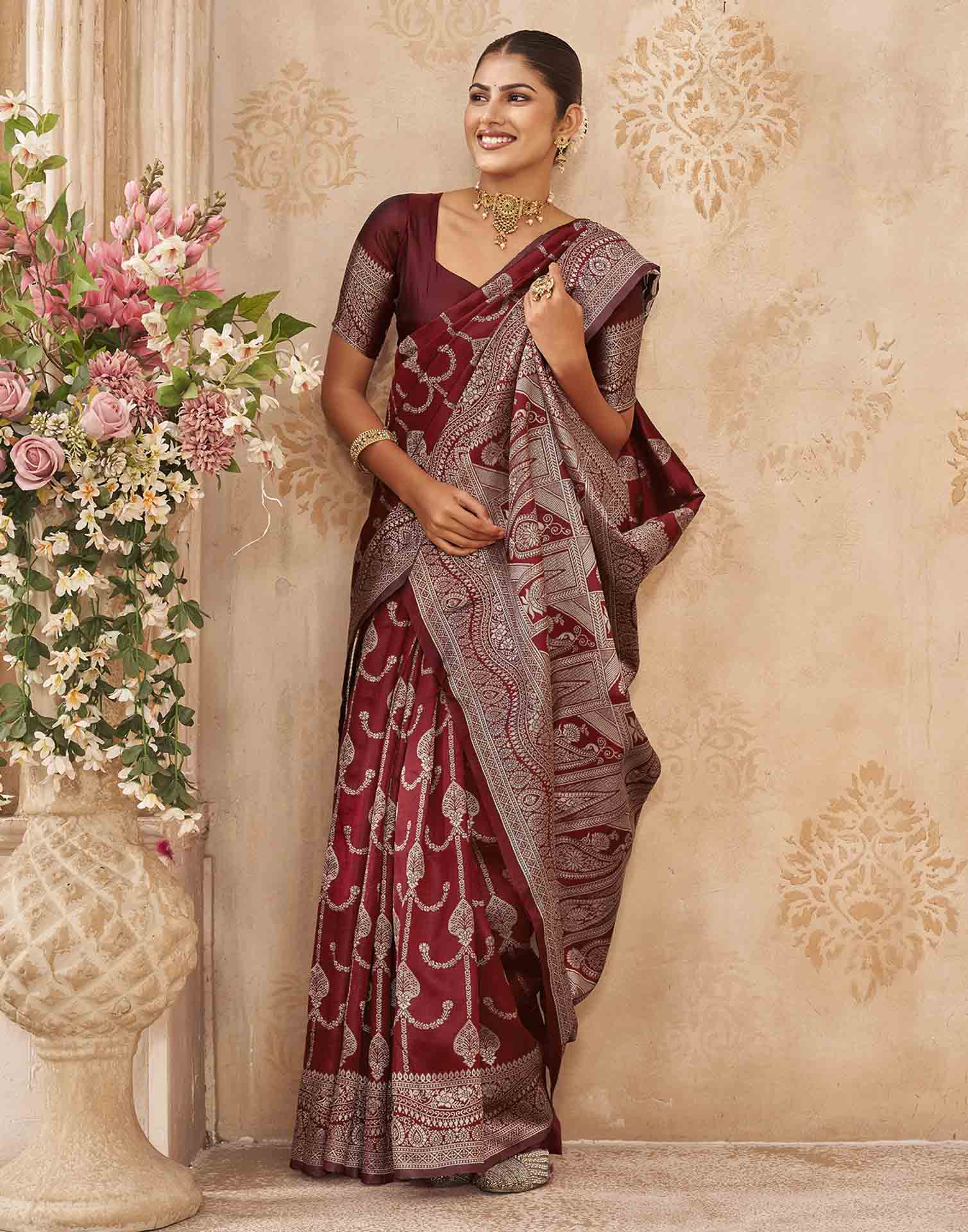 Red Silk Woven Banarasi Saree