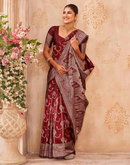 Red Silk Woven Banarasi Saree