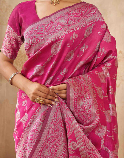 Pink Silk Woven Banarasi Saree