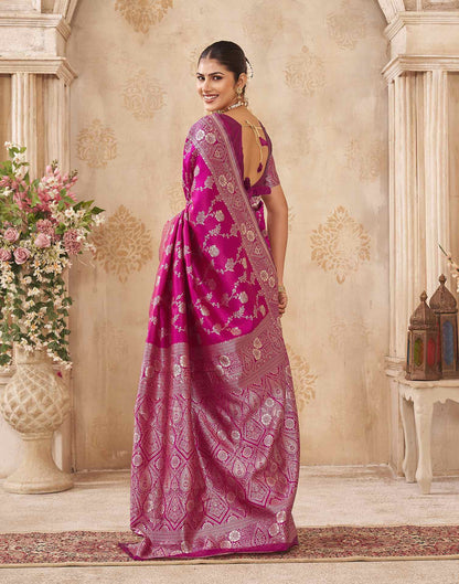 Magenta Silk Woven Banarasi Saree