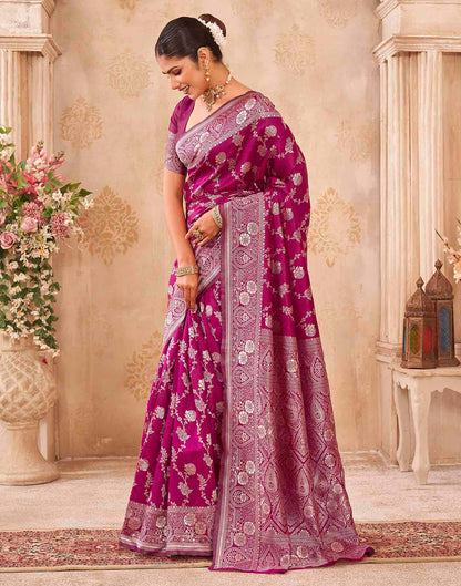 Magenta Silk Woven Banarasi Saree