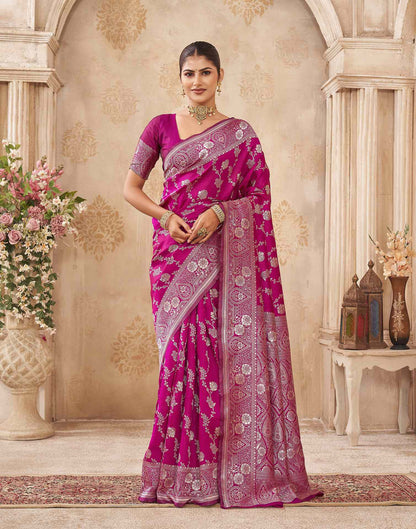 Magenta Silk Woven Banarasi Saree