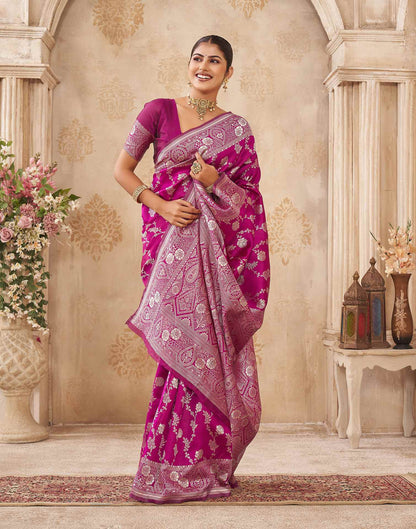 Magenta Silk Woven Banarasi Saree