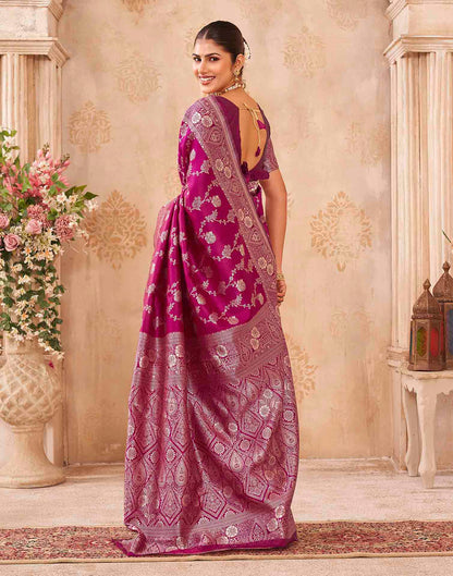 Magenta Silk Woven Banarasi Saree