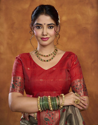 Red Silk Woven Paithani Saree