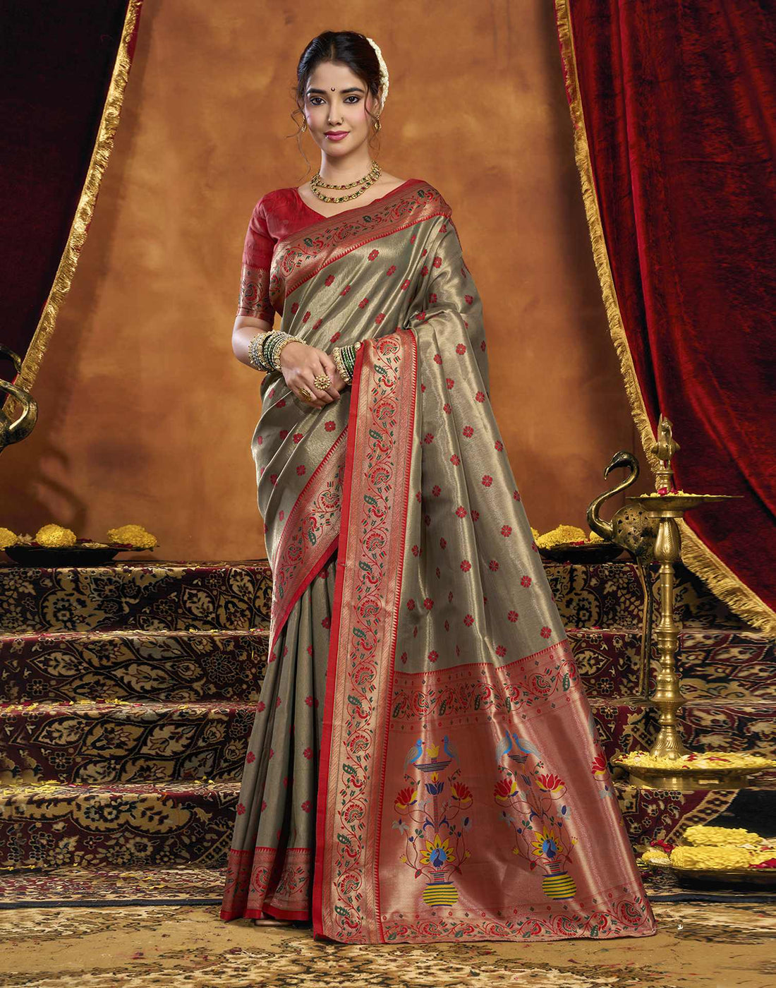 Red Silk Woven Paithani Saree