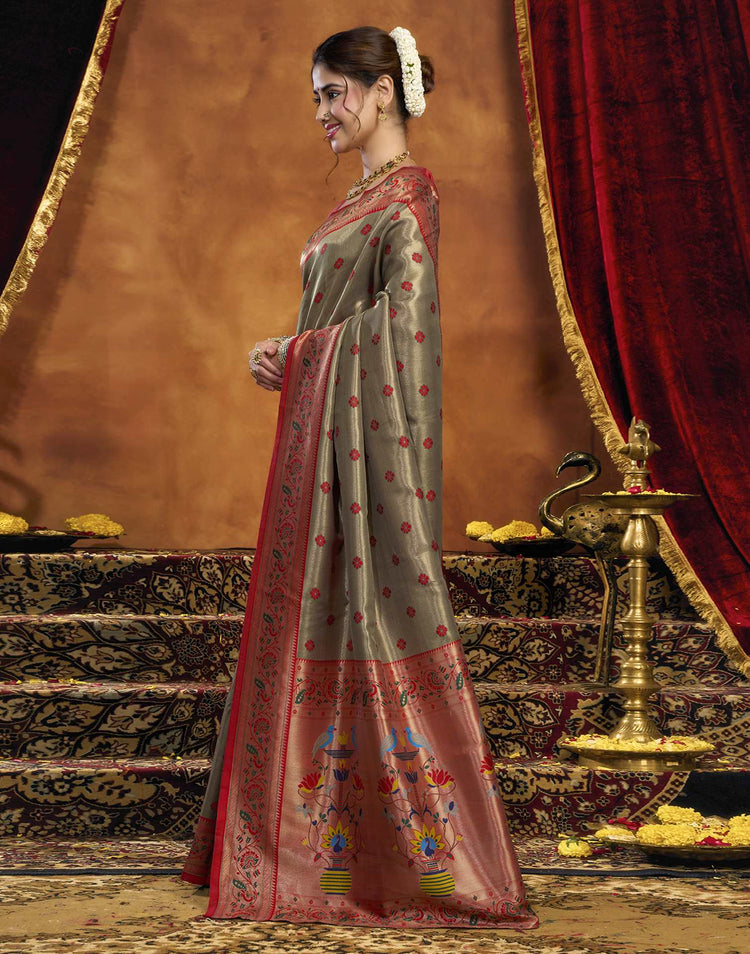 Red Silk Woven Paithani Saree
