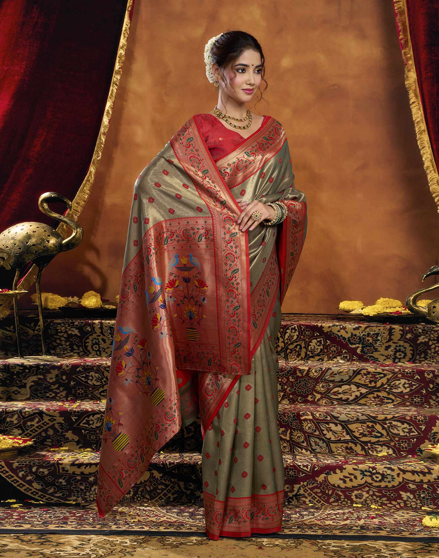 Red Silk Woven Paithani Saree