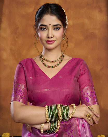 Pink Silk Woven Paithani Saree