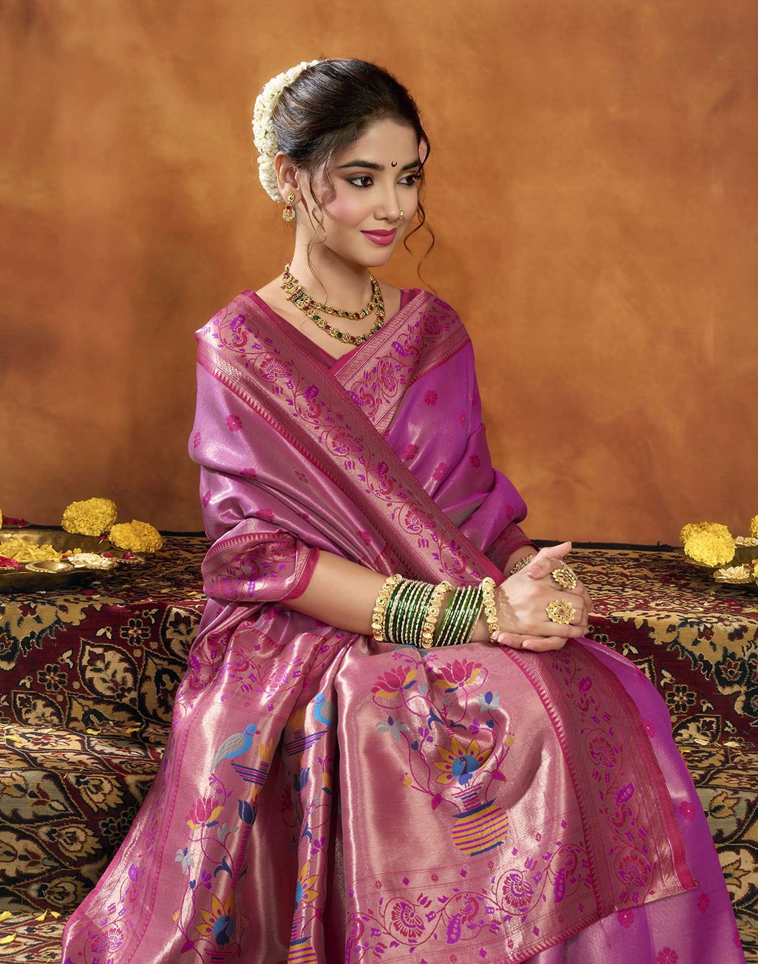 Pink Silk Woven Paithani Saree