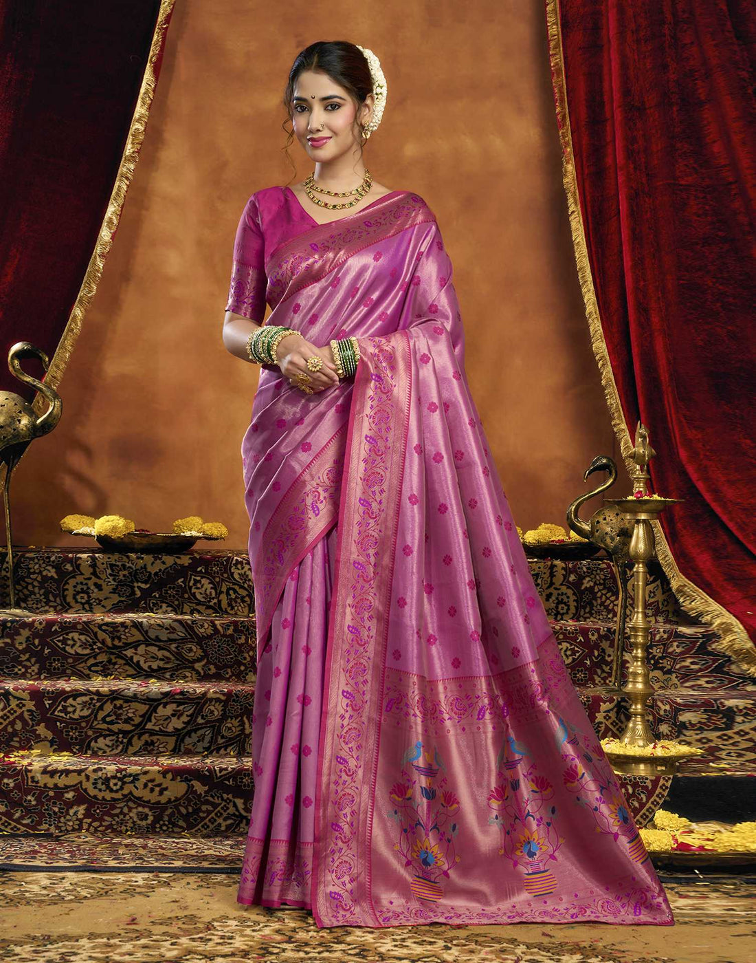 Pink Silk Woven Paithani Saree