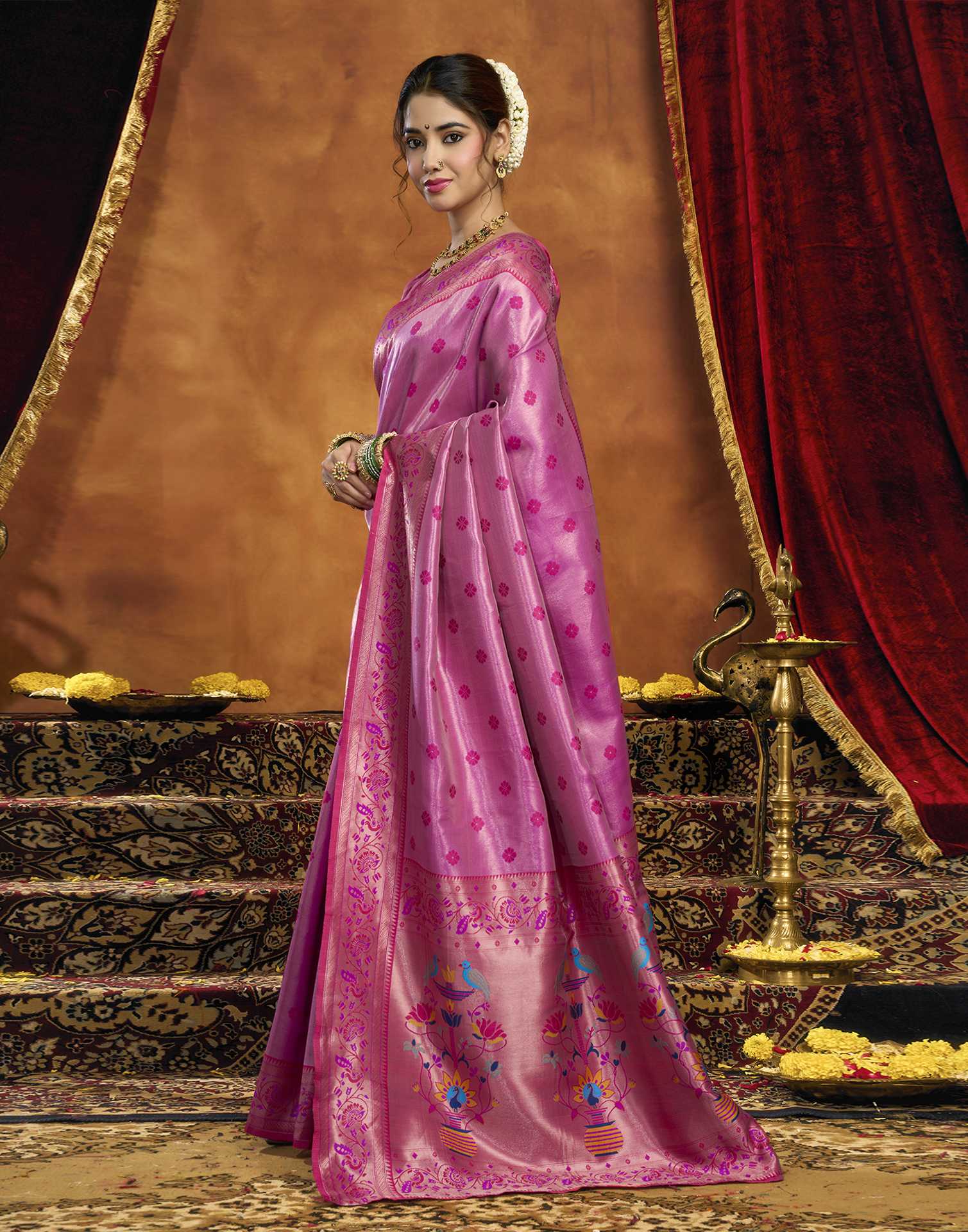 Pink Silk Woven Paithani Saree