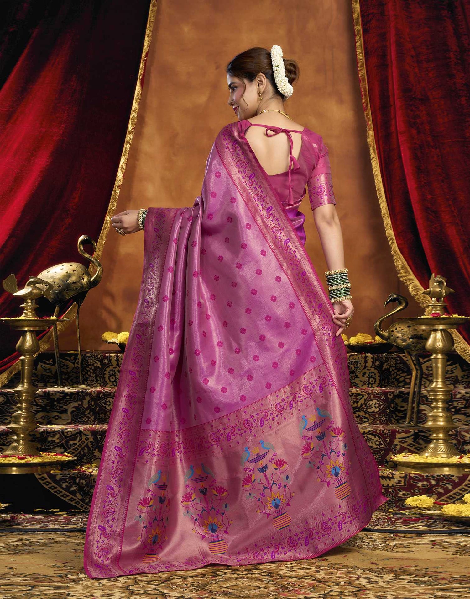 Pink Silk Woven Paithani Saree