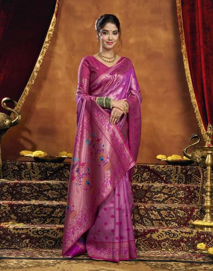 Pink Silk Woven Paithani Saree