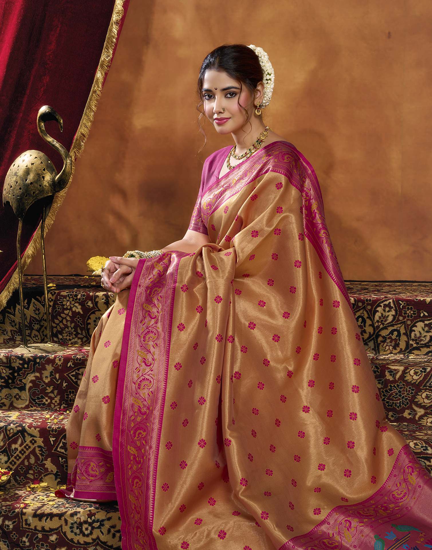Orange Silk Woven Paithani Saree