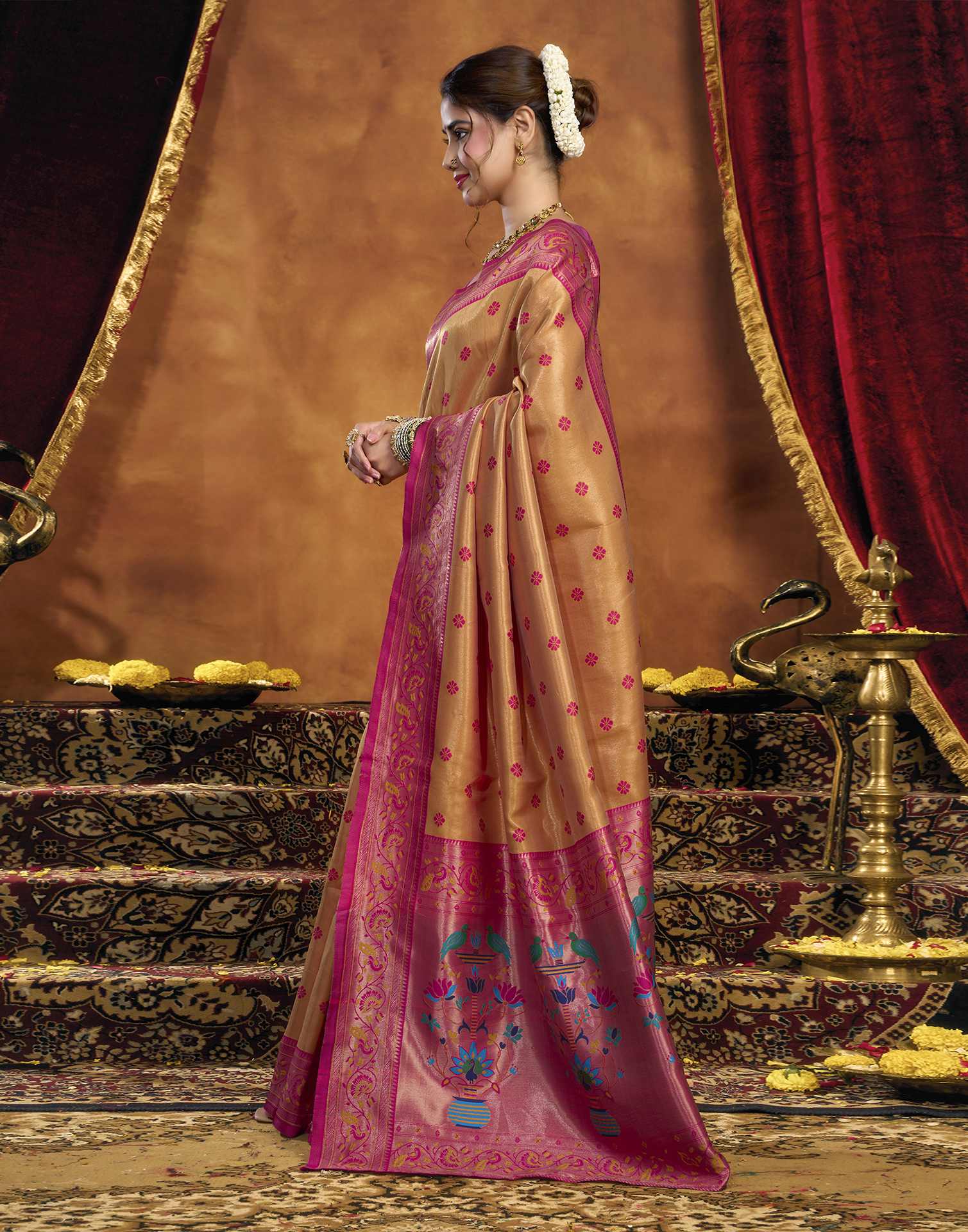 Orange Silk Woven Paithani Saree