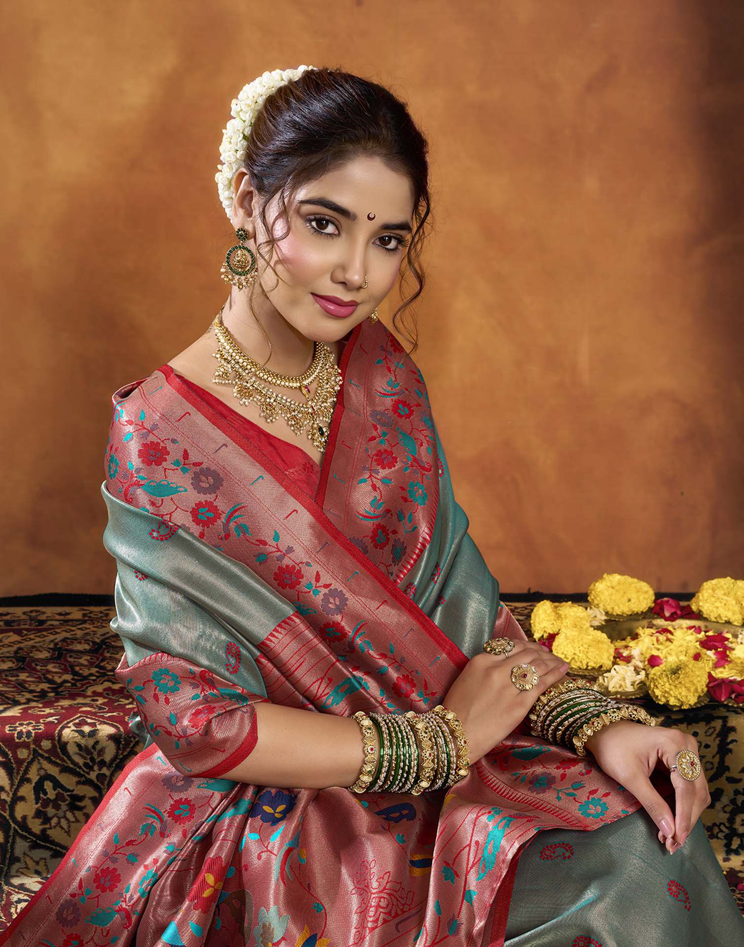 Grey Silk Woven Paithani Saree