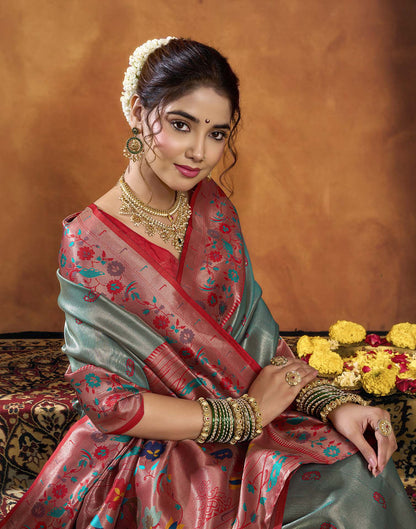 Grey Silk Woven Paithani Saree