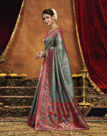Grey Silk Woven Paithani Saree