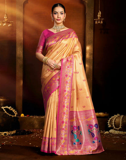 Orange Silk Woven Paithani Saree