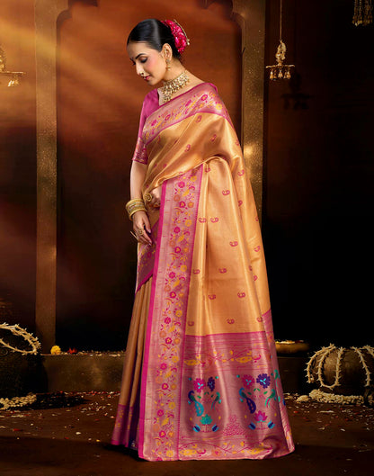 Orange Silk Woven Paithani Saree