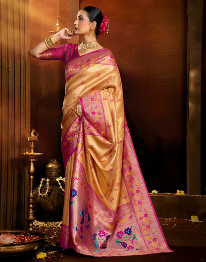 Orange Silk Woven Paithani Saree