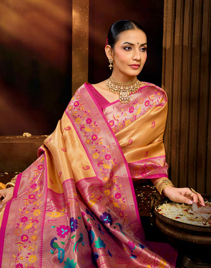 Orange Silk Woven Paithani Saree