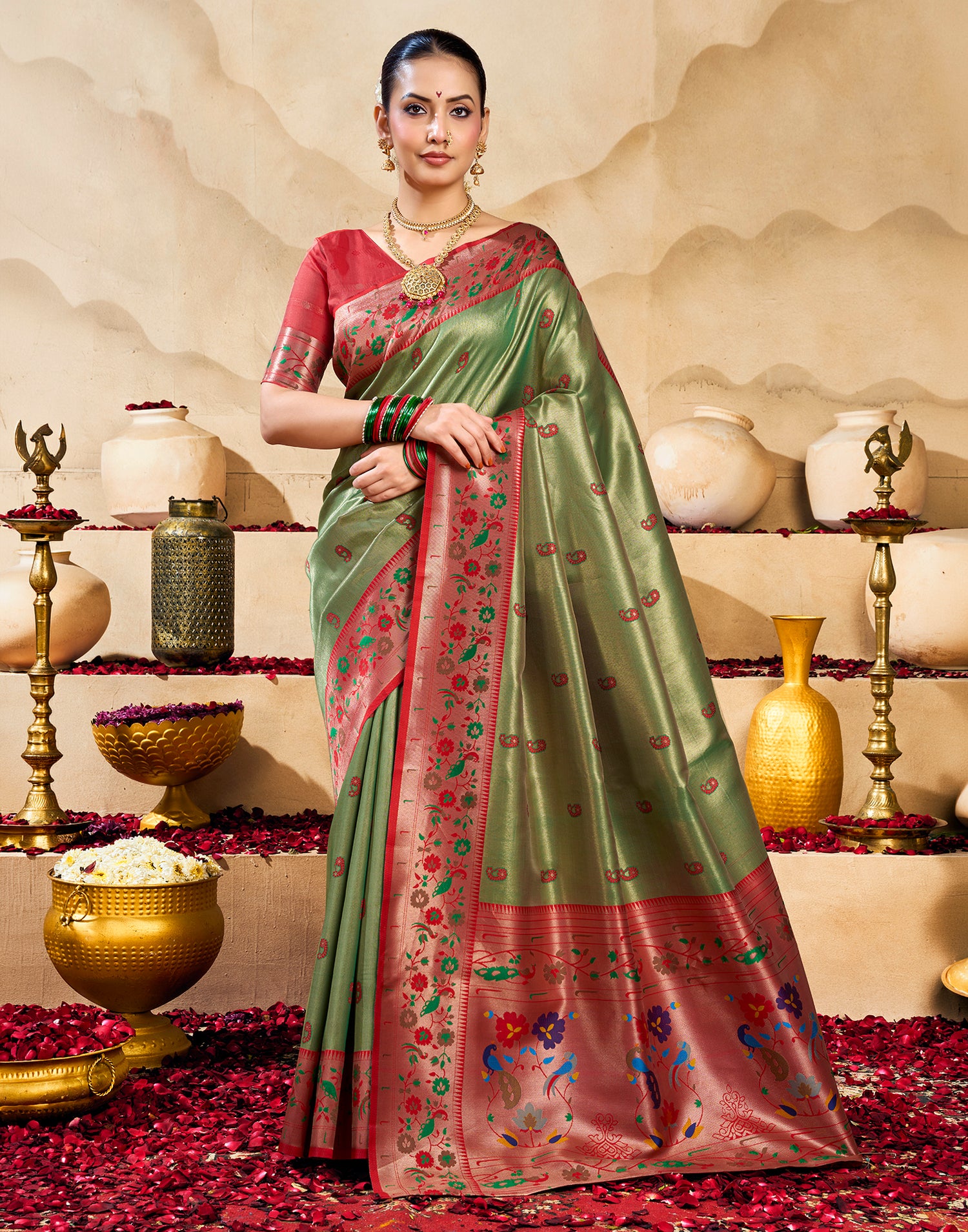 Green Silk Woven Paithani Saree