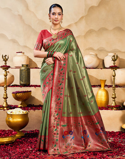 Green Silk Woven Paithani Saree