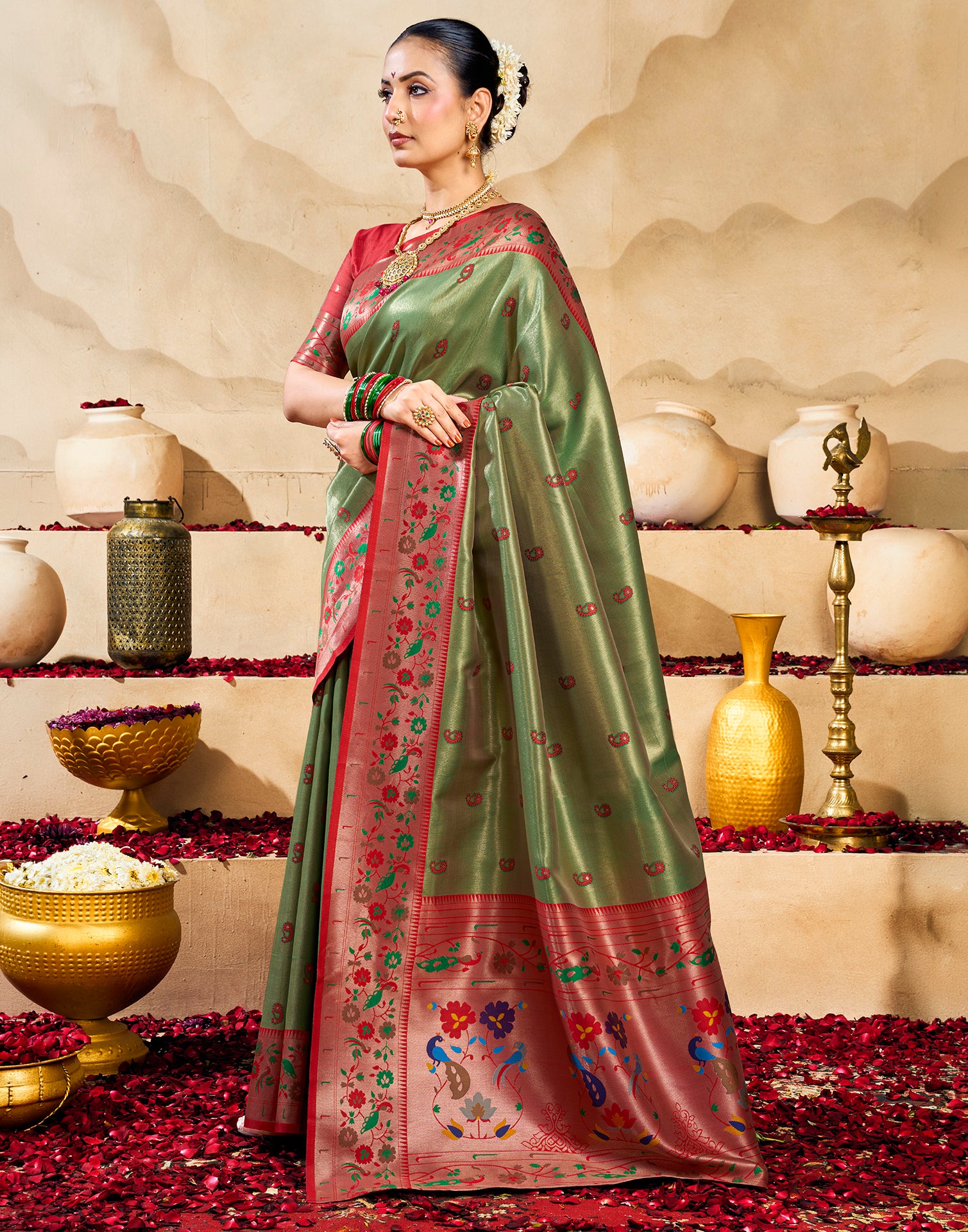 Green Silk Woven Paithani Saree