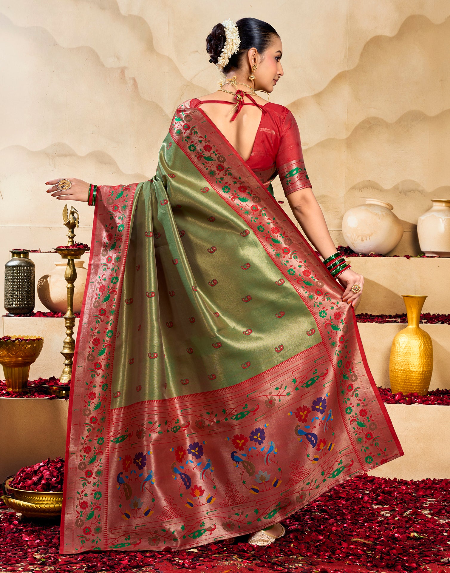 Green Silk Woven Paithani Saree