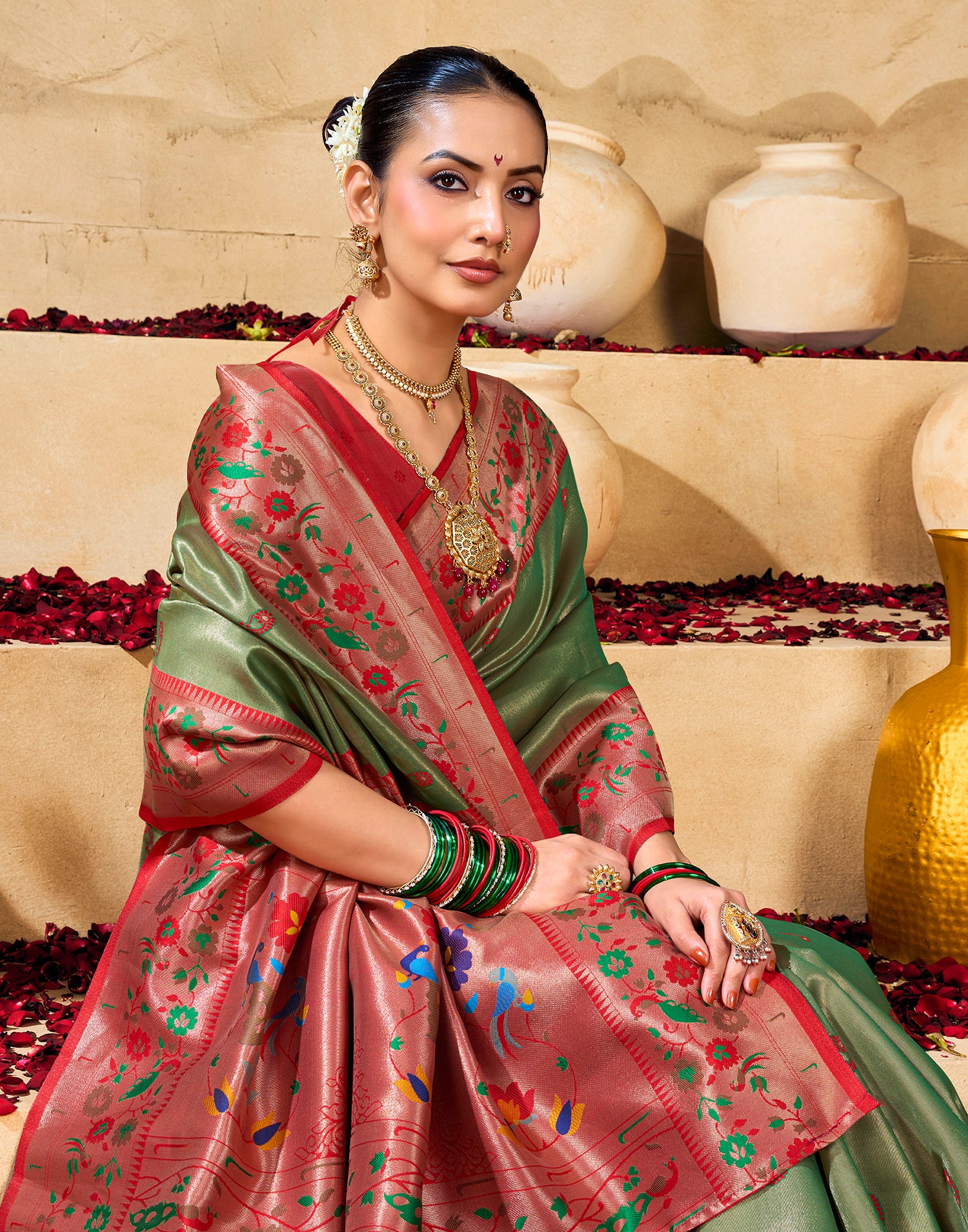 Green Silk Woven Paithani Saree
