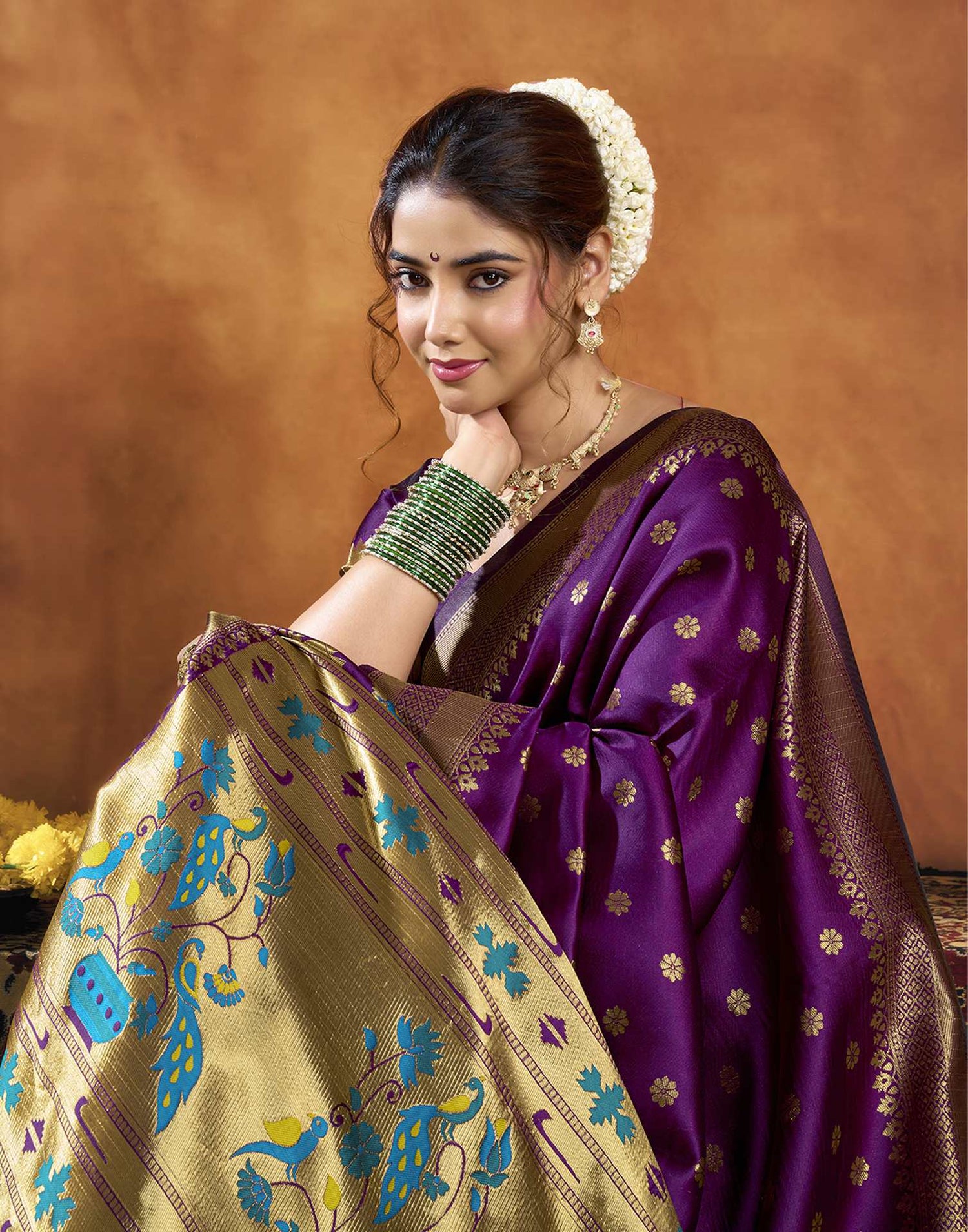 Purple Silk Woven Paithani Saree