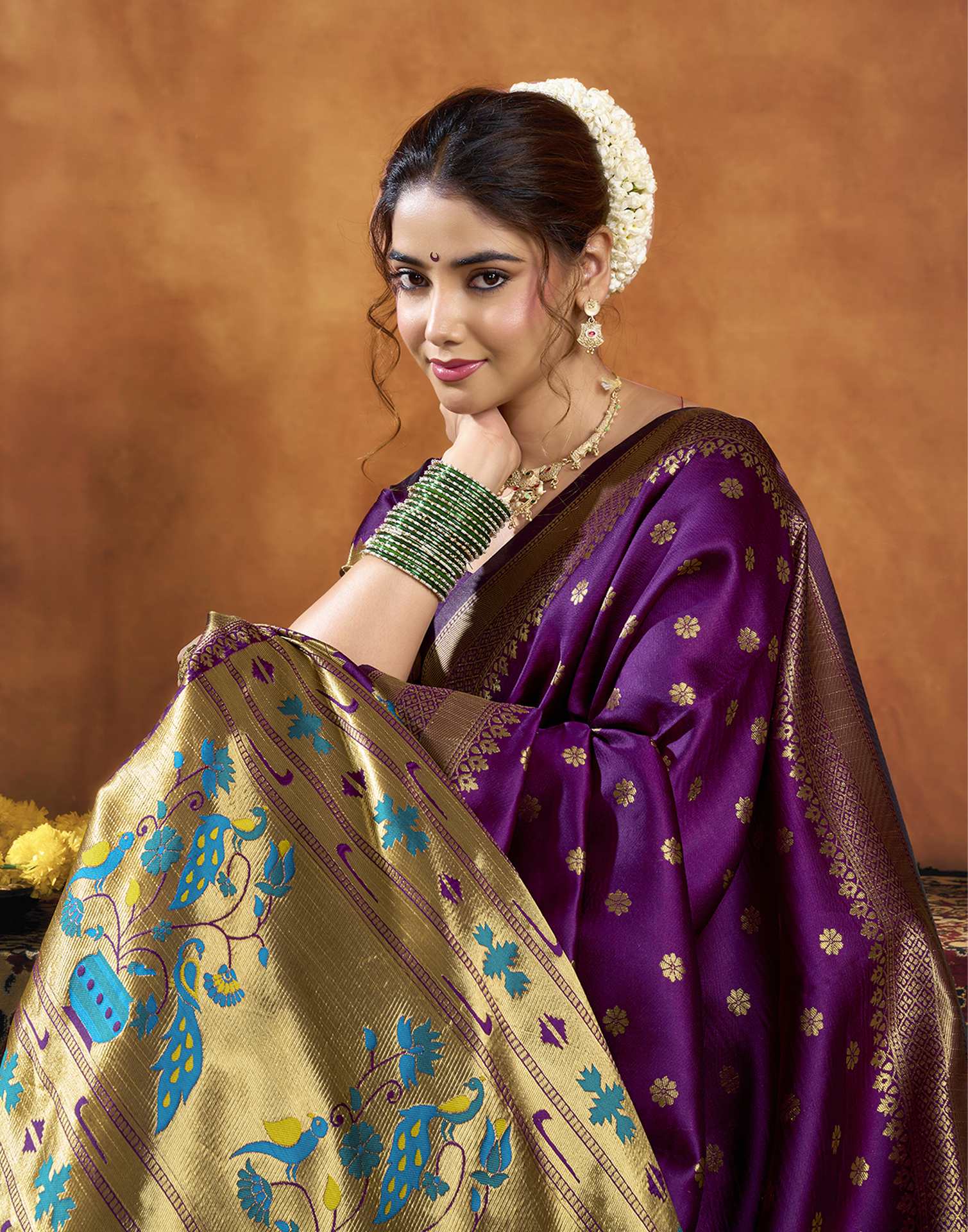 Purple Silk Woven Paithani Saree