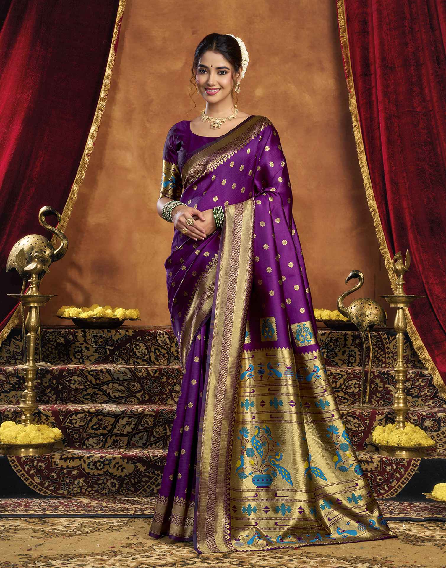 Purple Silk Woven Paithani Saree